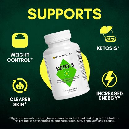 KETO-5 by Anton Nutrition supports weight control, clearer skin, ketosis, and increased energy.