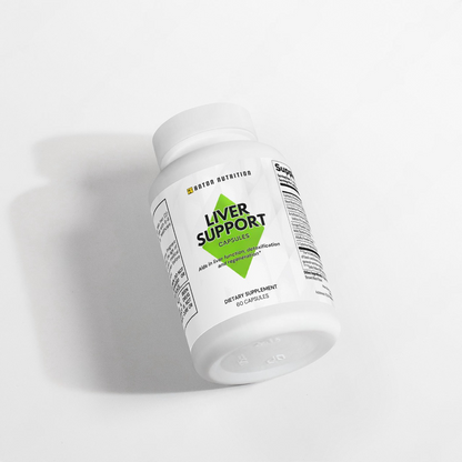 A bottle of 60 Liver Support capsules by Anton Nutrition, aiding in liver function, detoxification, and regeneration.