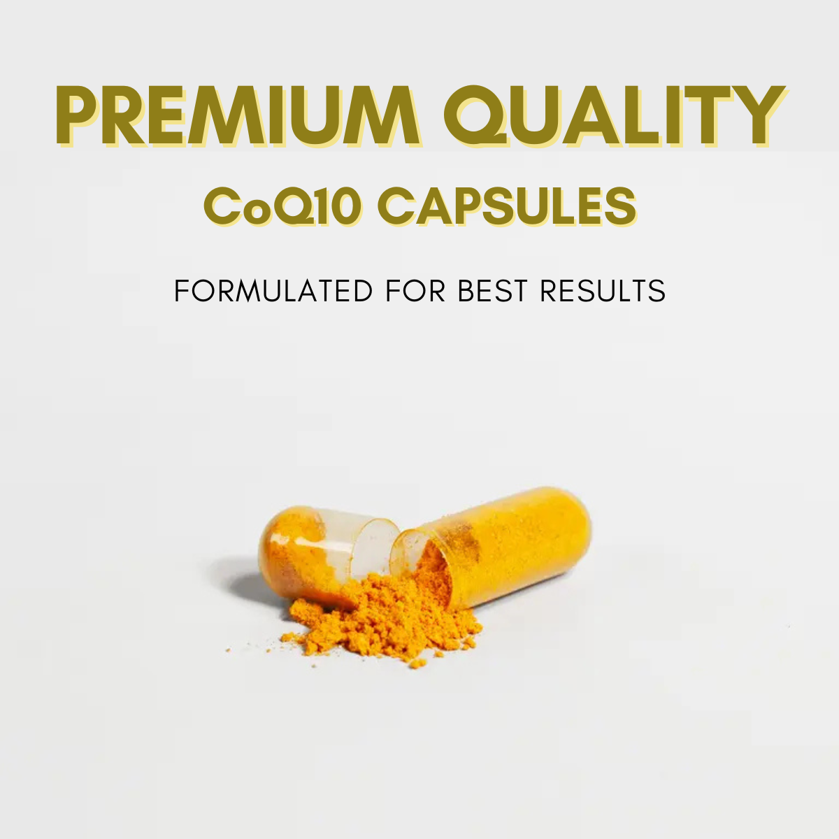 An open CoQ10 capsule with powder spilling out, formulated for results.