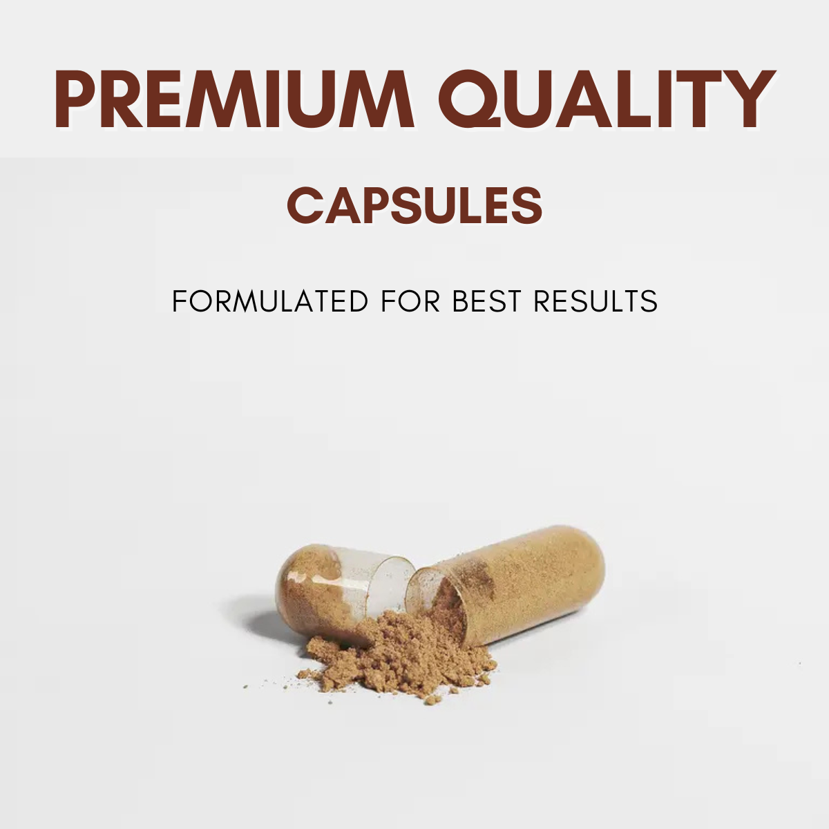 An open capsule with brown powder spilling out, formulated for best results.